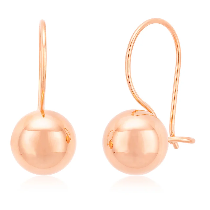 High Quality Earrings For Everyday Wear-9ct Rose Gold 7mm Euroball Earrings