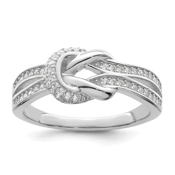 Personalized Wedding Rings For Custom Designs-Sterling Silver CZ Knot Ring