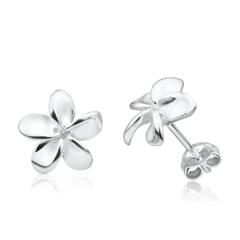 Stylish Stud Earrings For Any Event-Sterling Silver Frangipani Stud Earrings