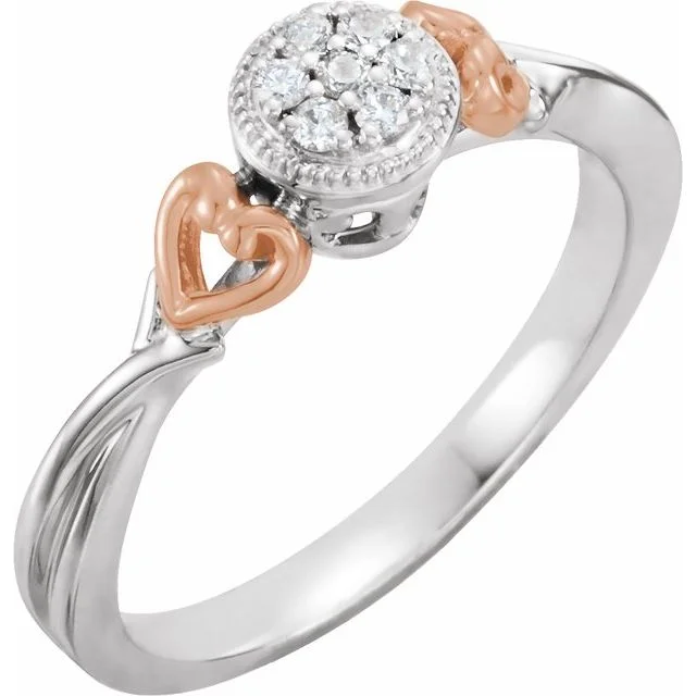 Stylish Rose Gold Rings For Fashion-Forward Looks-10K White Gold and Rose Gold Heart 1/10 CTW Natural Diamond Promise Ring