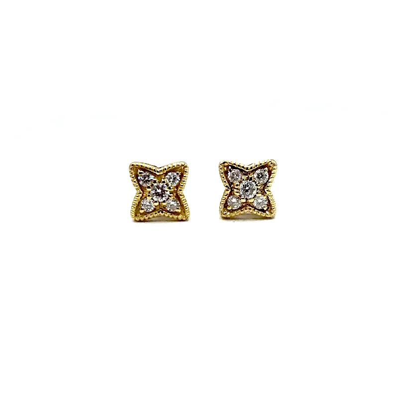 Geometric Earrings For Stylish Women-Gold Stud Diamond Star Earrings