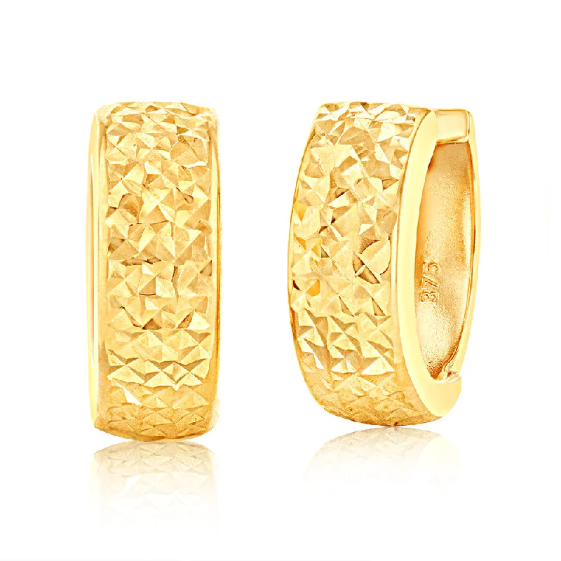 Modern Gold Earrings For Contemporary Style-9ct Yellow Gold 10mm Huggie Earrings