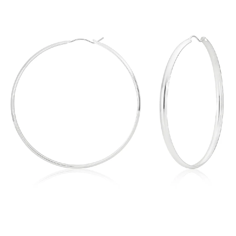 Stunning Drop Earrings For Special Moments-Sterling Silver 60mm Half Round Hoop Earrings