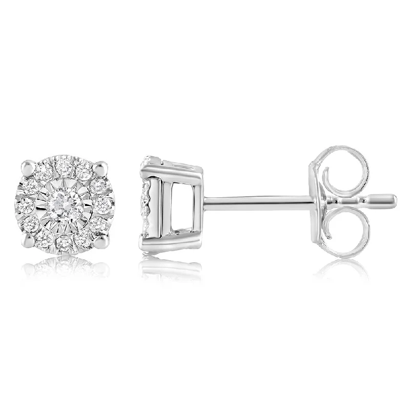 Minimal Silver Earrings For Subtle Style-Luminesce Lab Grown 1/10 Carat Diamond Stud Earrings in Sterling Silver