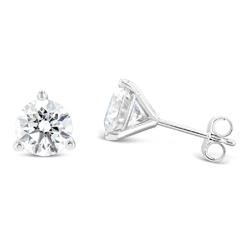 Beautiful Earrings For Bridesmaids-Luminesce Lab Grown 2 Carat Diamond Solitaire Stud Earrings in 14ct White Gold