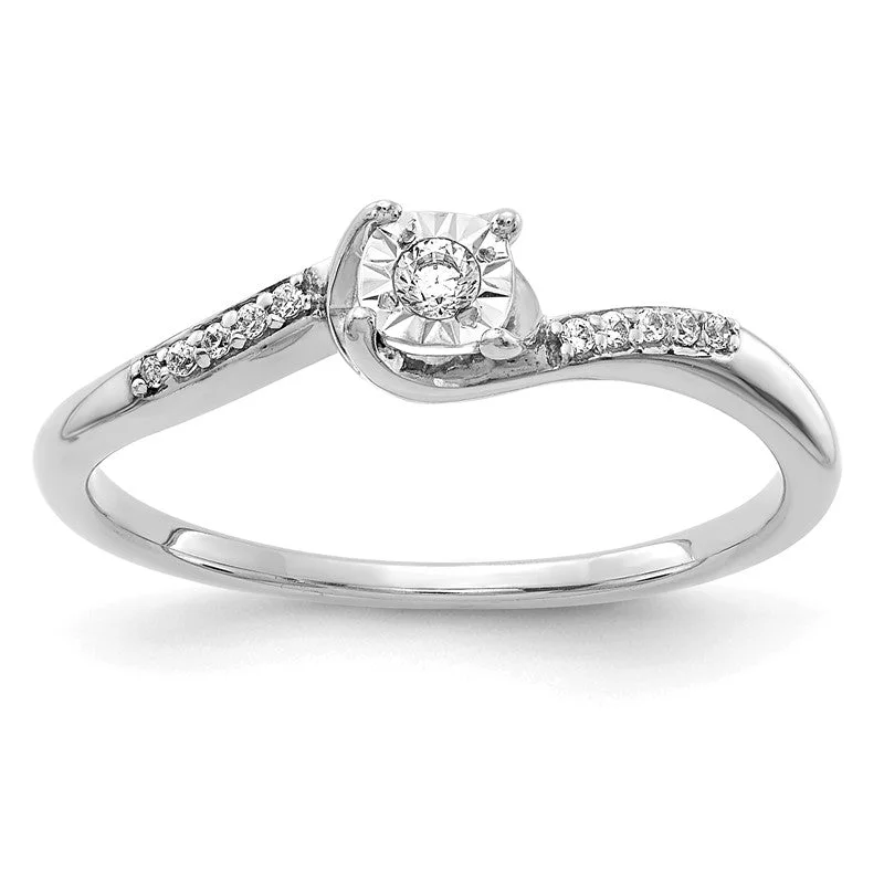 Beautiful Custom Rings For Special Moments-14K White Gold Diamond Accented Promise Ring