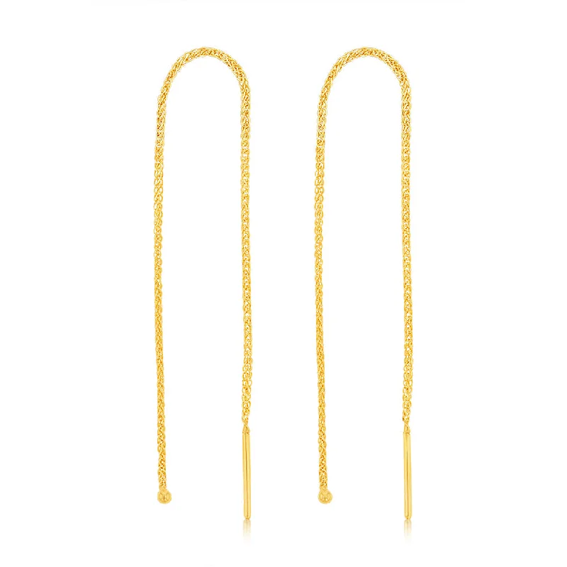 Whimsical Earrings For Fun Vibes-9ct Yellow Gold Chain Threader Drop Earrings