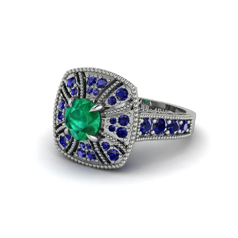 Beautiful Stackable Rings For Layered Looks-Emerald Vintage-Inspired Halo Engagement Ring  - Lexi No. 66