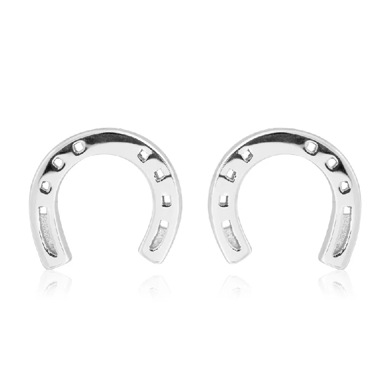 Best Earrings For Sensitive Ears-Sterling Silver Horseshoe Stud Earrings