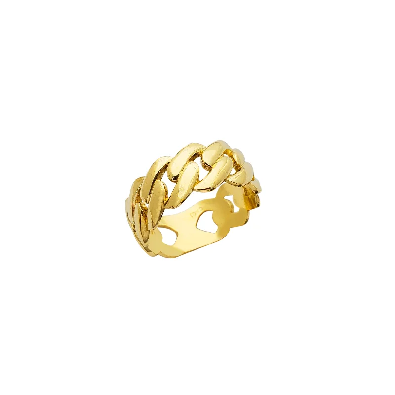 Minimalist Gemstone Rings For Everyday Glam-Cuban Link Ring (10K)