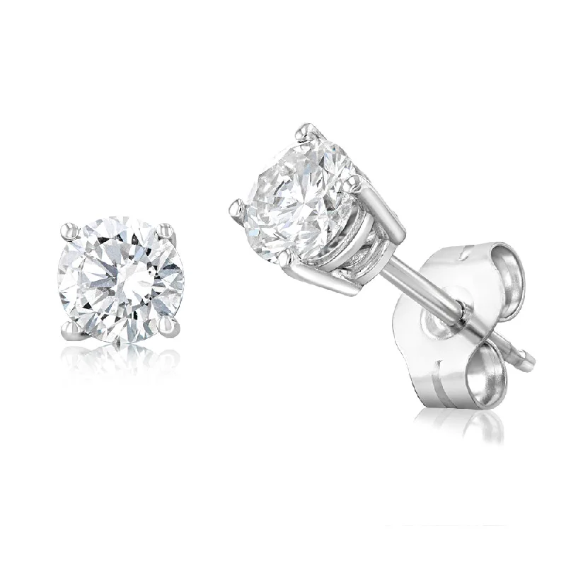 Stunning Earrings For Evening Glam-Luminesce Lab Grown 1/2 Carat Diamond Solitaire Earrings in 14ct White Gold