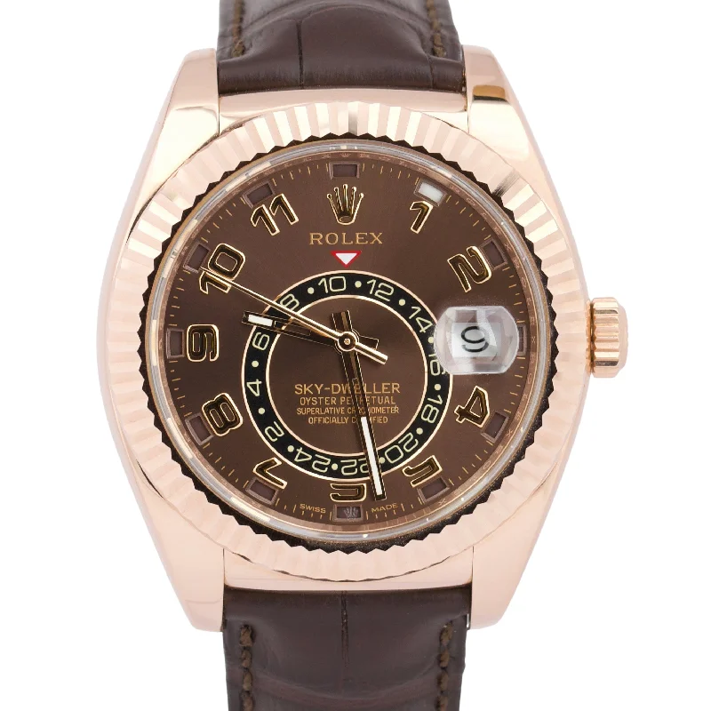 Timeless Swiss Watches For Luxury Appeal-MINT Rolex Sky-Dweller 42mm CHOCOLATE ARABIC Brown 18K Rose Gold 326135 BOX