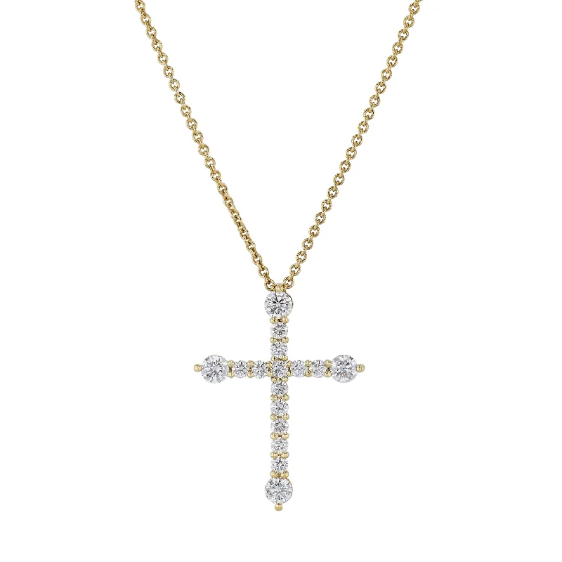 Yellow Gold Diamond Cross Pendant Necklace