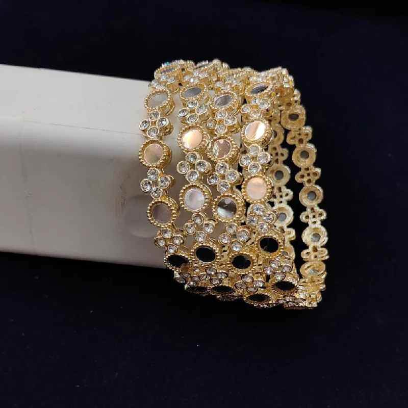 Affordable Diamond Bangles For Elegant Wear-Pooja Bangles Gold Plated Mirror Bangles Set