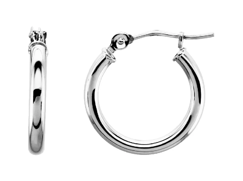 Fashion Earrings For Casual Days Out-14K White Tube 15mm Hoop Earrings