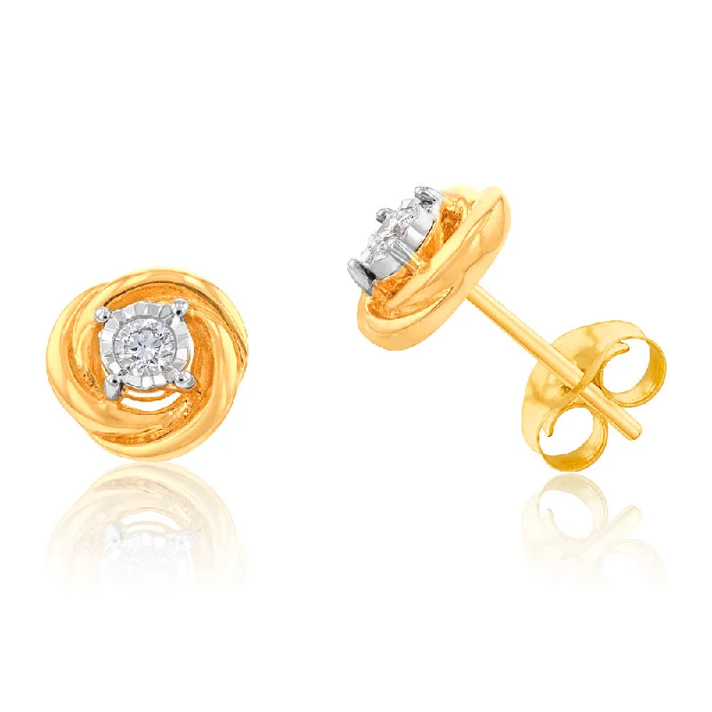 Sparkly Earrings For Glamourous Nights-Luminesce Lab Grown Diamond Stud Earrings in 9ct Yellow Gold