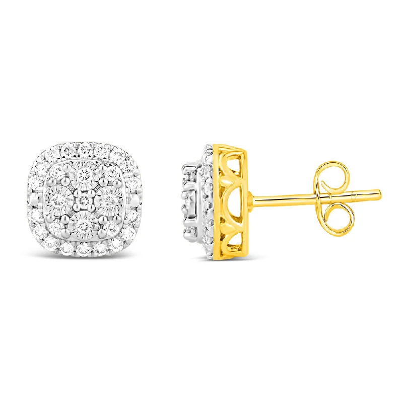 Small Stud Earrings For Subtle Elegance-Luminesce Lab Grown 1/2 Carat Diamond Earrings in 9ct Yellow Gold