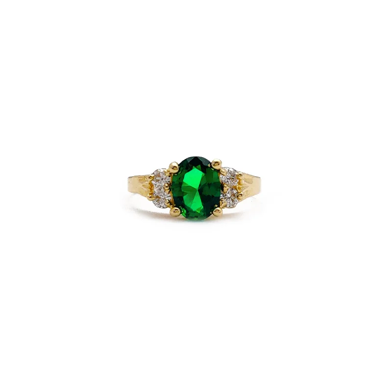 Timeless Gold Rings For Fashionable Wear-Green Oval Stone Ring (14K)