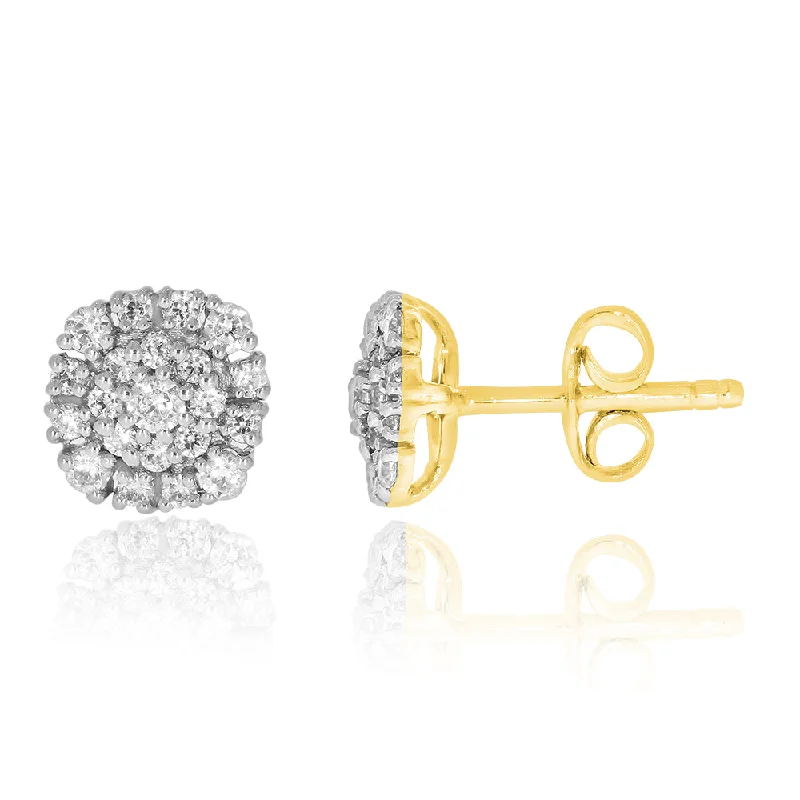 Natural Stone Earrings For Boho Style-9ct Yellow Gold 1/2 Carat Diamond Stud Earrings