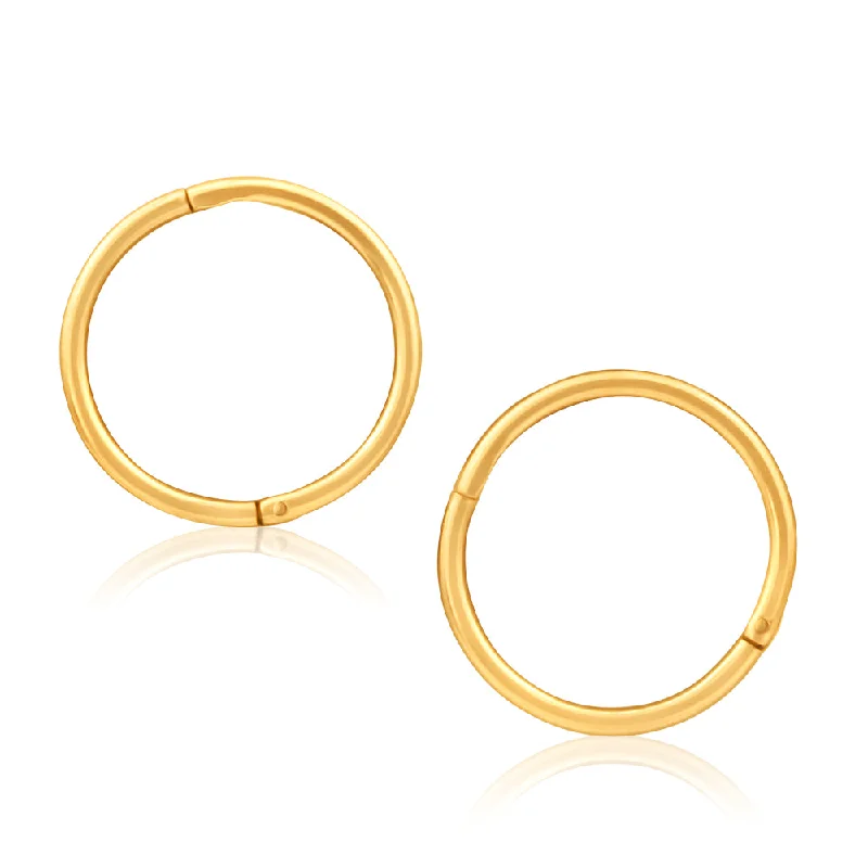 Soft Silver Earrings For Delicate Looks-9ct Yellow Gold Hoop 10mm Sleeper Earrings