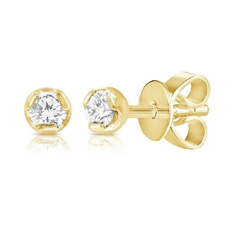 Long Earrings For Fashionistas-14K Gold Diamond Solitaire Stud