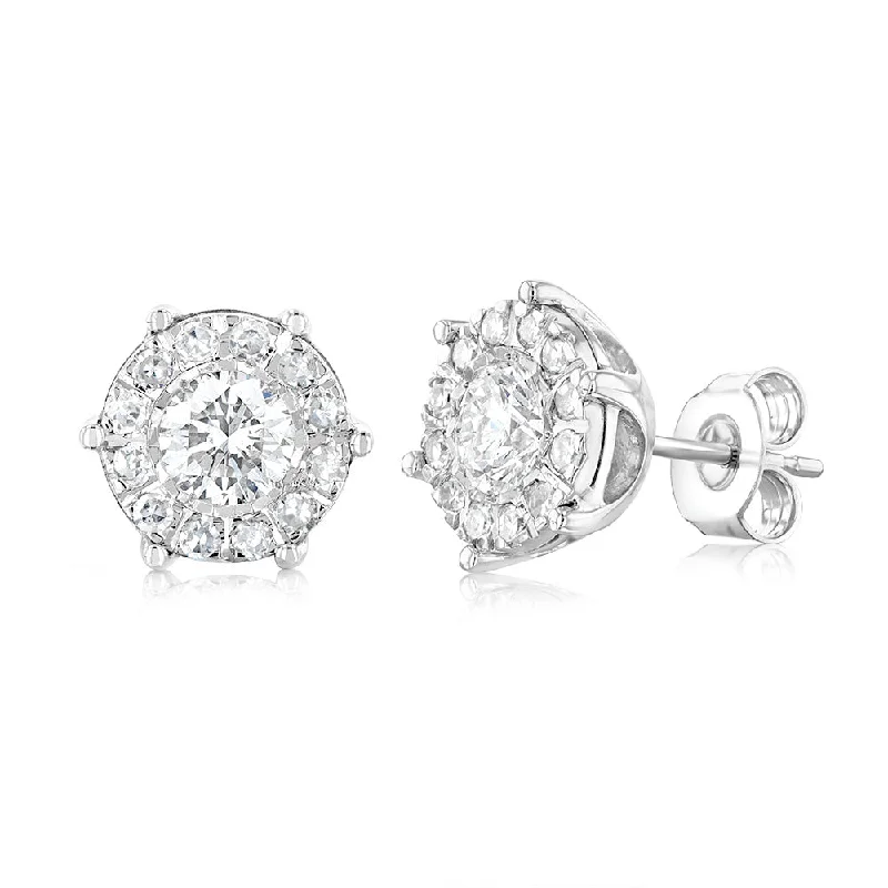 Chic Earrings For Office Wear-Luminesce Lab Grown 9ct White Gold 1 Carat Diamond Stud Earrings