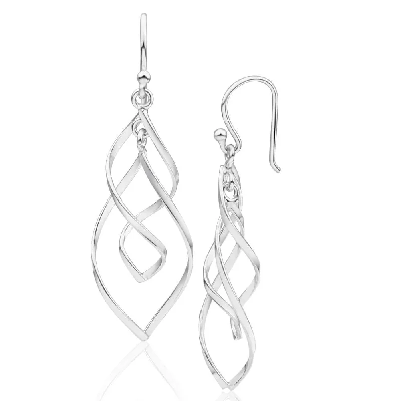 Large Hoops Earrings For Trendy Style-Sterling Silver Twist Teardrop Drop Earrings