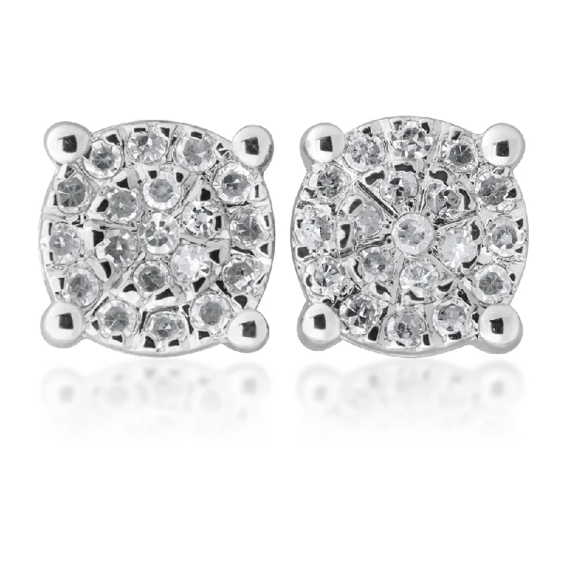 Silver Crystal Earrings For Night Glam-"2 Carat Look" Diamond Stud Earrings 0.20 Carat with Brilliant Cut Diamonds