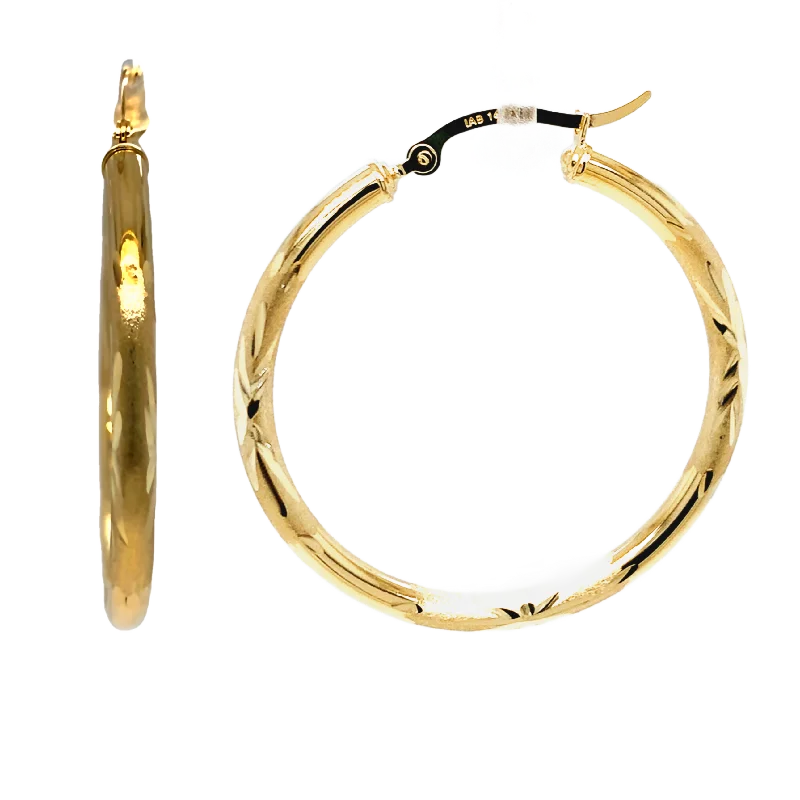 Large Statement Earrings For Confidence-14K Yellow Gold 1 1/2" Hoop Earrings