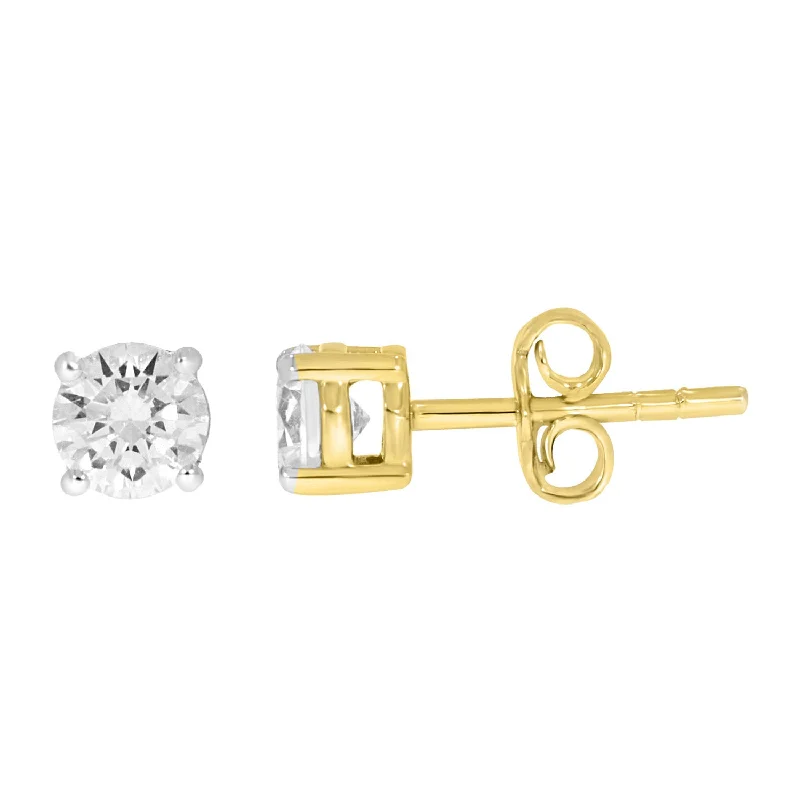 Affordable Silver Earrings For Daily Style-9ct Yellow Gold 1 Carat Diamond Stud Earrings