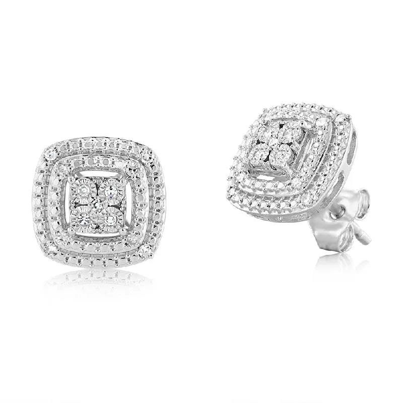 Glittery Earrings For Dazzling Nights-Luminesce Lab Grown 1/8Ct Diamond & Sterling Silver Stud Earrings