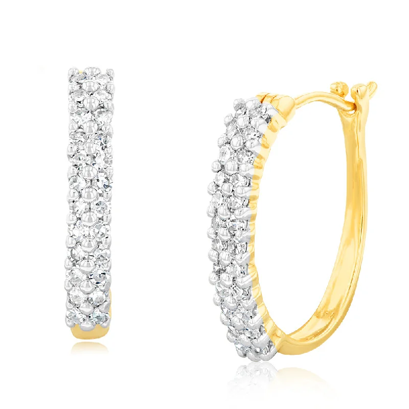 Funky Earrings For Creative Fashion-Luminesce Lab Grown 1/3 Carat Diamond Hoop Earrings in 9ct Yellow Gold