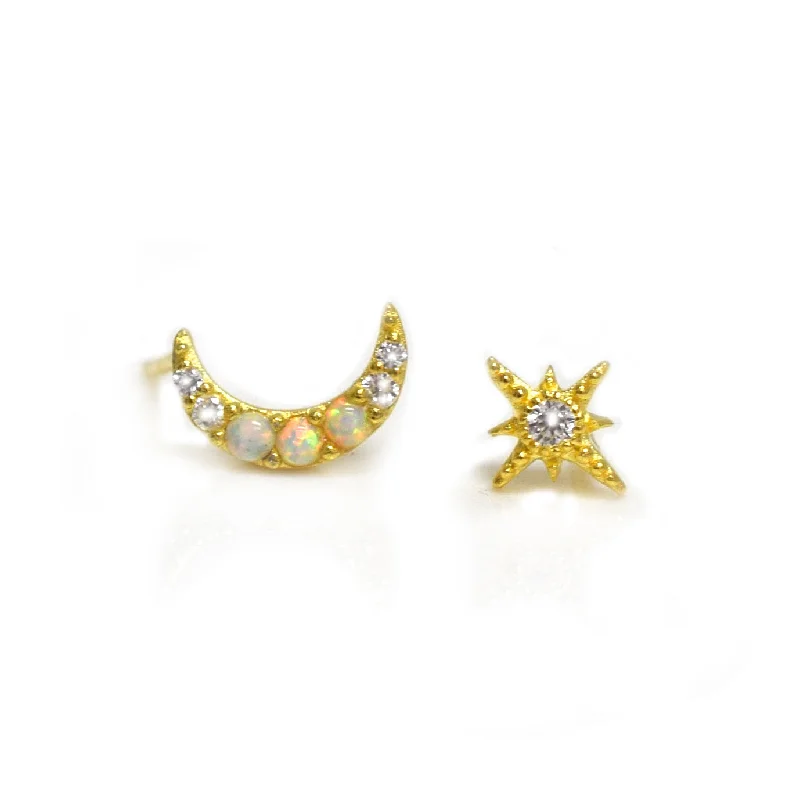 Luxurious Earrings For VIP Looks-Opal & Diamond Celestial Dream Studs