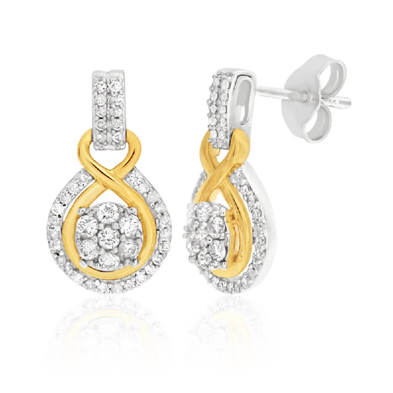 Geometric Earrings For Modern Fashion-9ct Elegant White Gold Diamond Drop Earrings