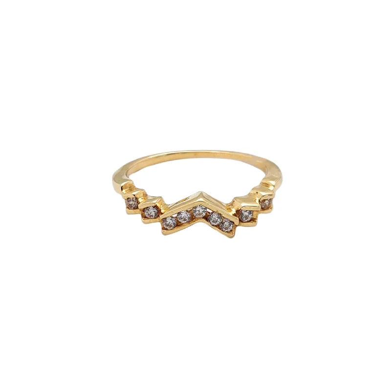 Dainty Gold Rings For Subtle Elegance-Stone-Set CZ Channeled Steps Ring (14K)