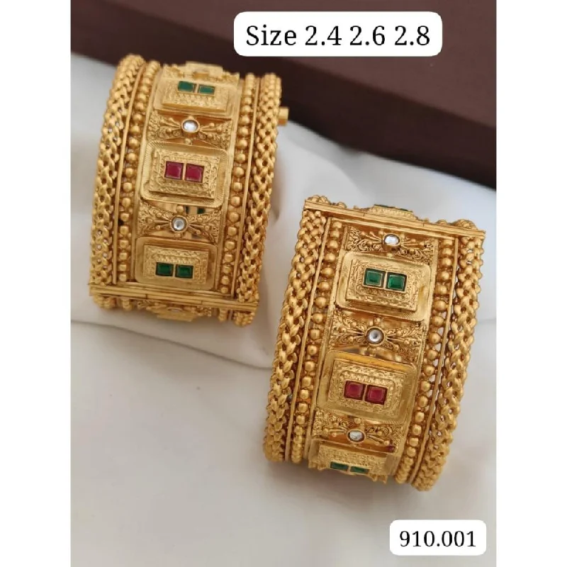 Fashionable Cuff Bangles For Statement Style-Akruti Collection Gold Plated Pota Stone Openable Bangle