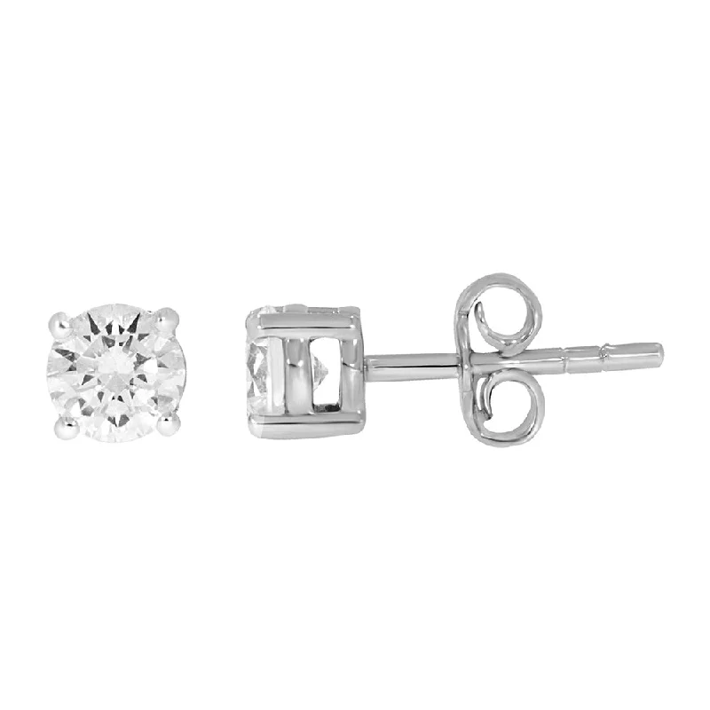 Elegant Dangle Earrings For Formal Parties-9ct White Gold 1 Carat Diamond Stud Earrings