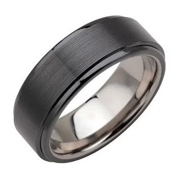 Timeless Gold Rings For Fashionable Wear-Tungsten & Ceramic Couture® 8 mm Ridged Band