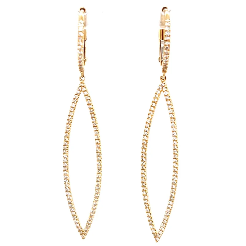 Glittering Earrings For Glamorous Outfits-14K Gold Diamond Drop Earrings