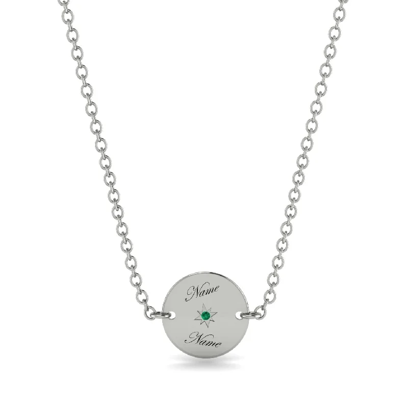 Personalised Round Emerald Necklace - Lena No. 6