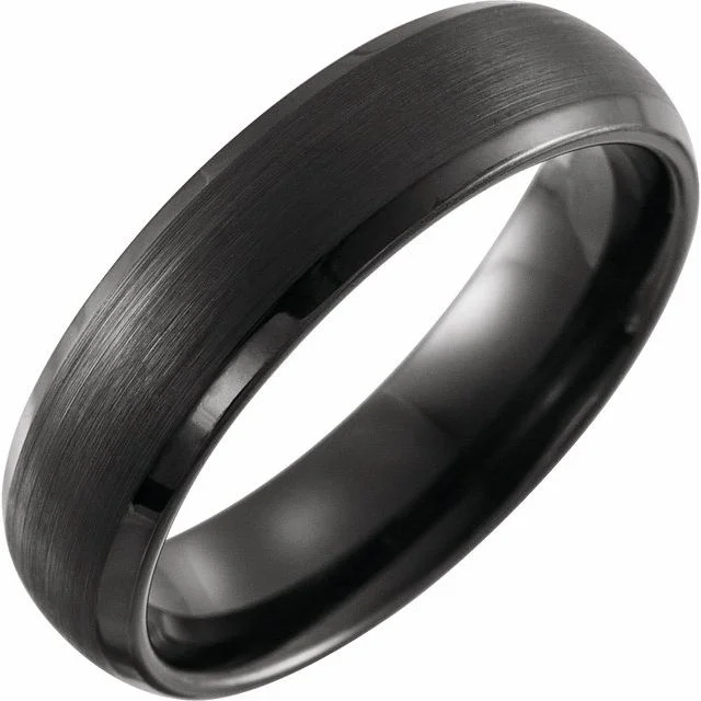 Luxury Diamond Rings For Elegant Brides-Black PVD Tungsten 6 mm Beveled-Edge Band