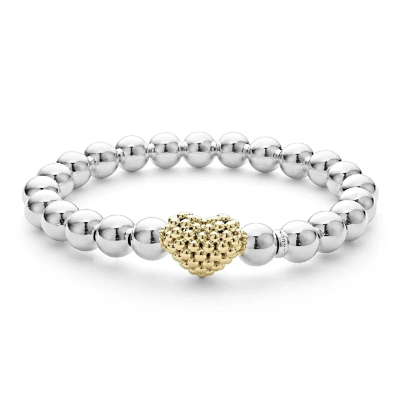 Stunning Heart-Shaped Bracelets For Romantic Gifts-Stretch Gold Heart Bead Bracelet