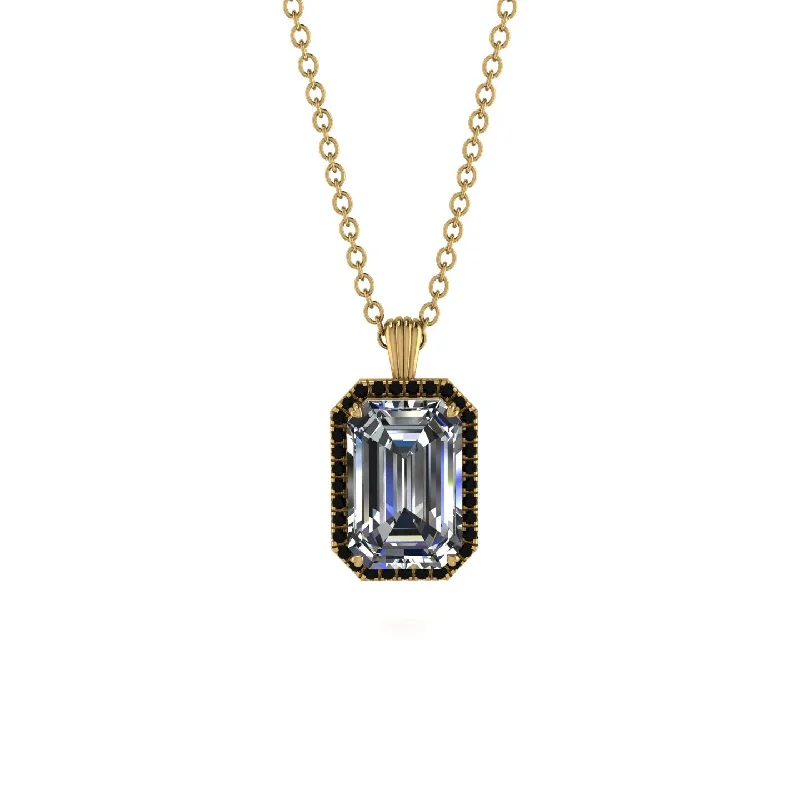 Halo Emerald Cut Diamond Necklace - Izabella No. 31