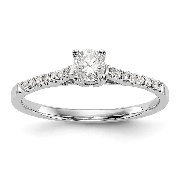 Stunning Gemstone Wedding Rings For Elegant Style-14K White Gold Complete Diamond Promise / Engagement Ring