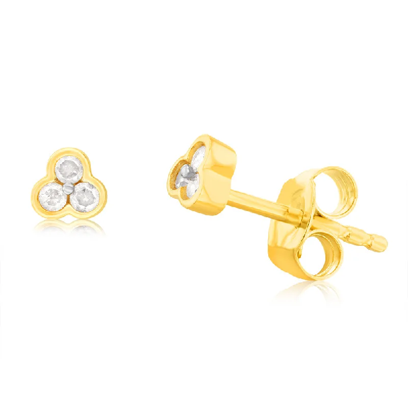 Artistic Stud Earrings For Unique Charm-Gold Plated Sterling Silver 1/10 Carat Diamond Stud Earrings