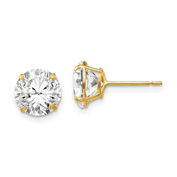 Shiny Earrings For Special Celebrations-14K 8MM Cubic Zirconia Stud Earrings