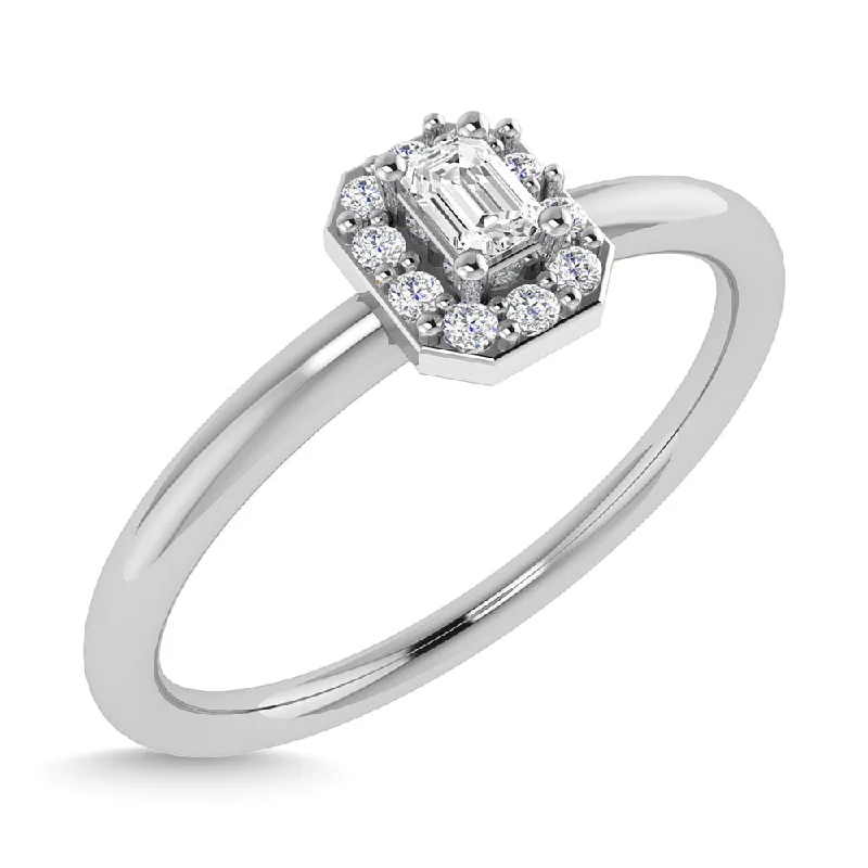 Timeless Engagement Rings For Lasting Love-14K White Gold Diamond 1/6 CTW Emerald Cut Promise Ring