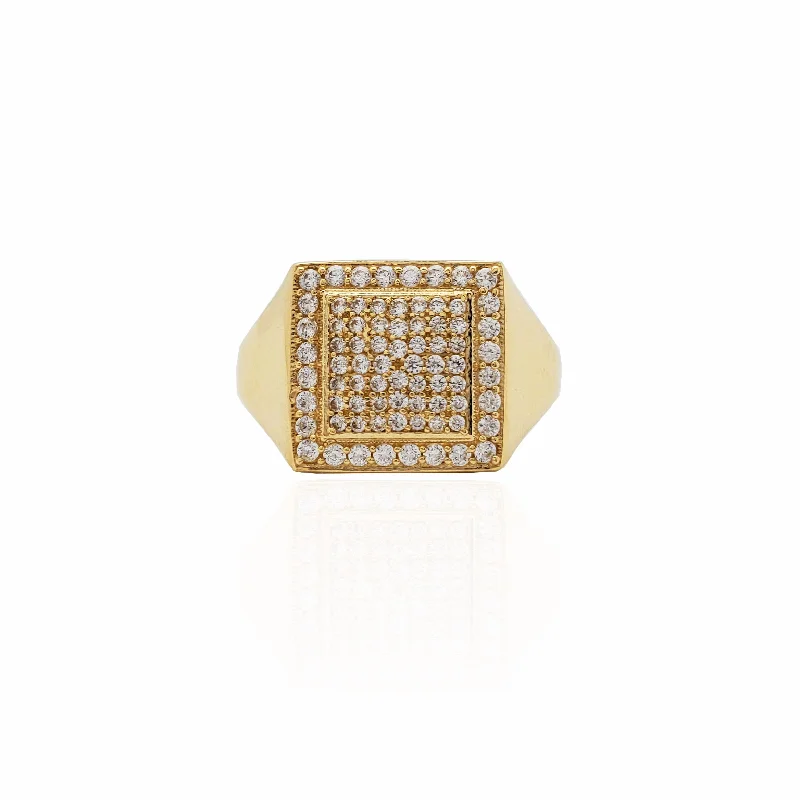 Stunning Cocktail Rings For Bold Glam-Square CZ Ring (14K).