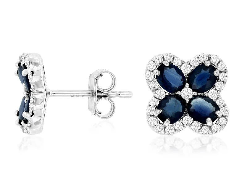 Classic Hoop Earrings For Timeless Style-Sapphire Flower Studs