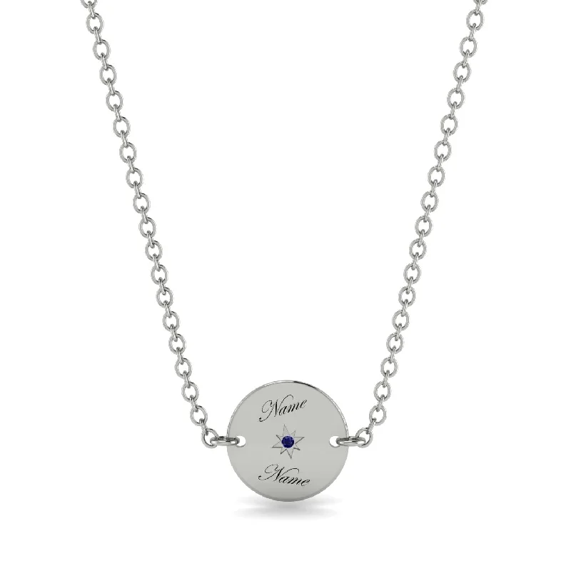 Personalised Round Sapphire Necklace - Lena No. 15